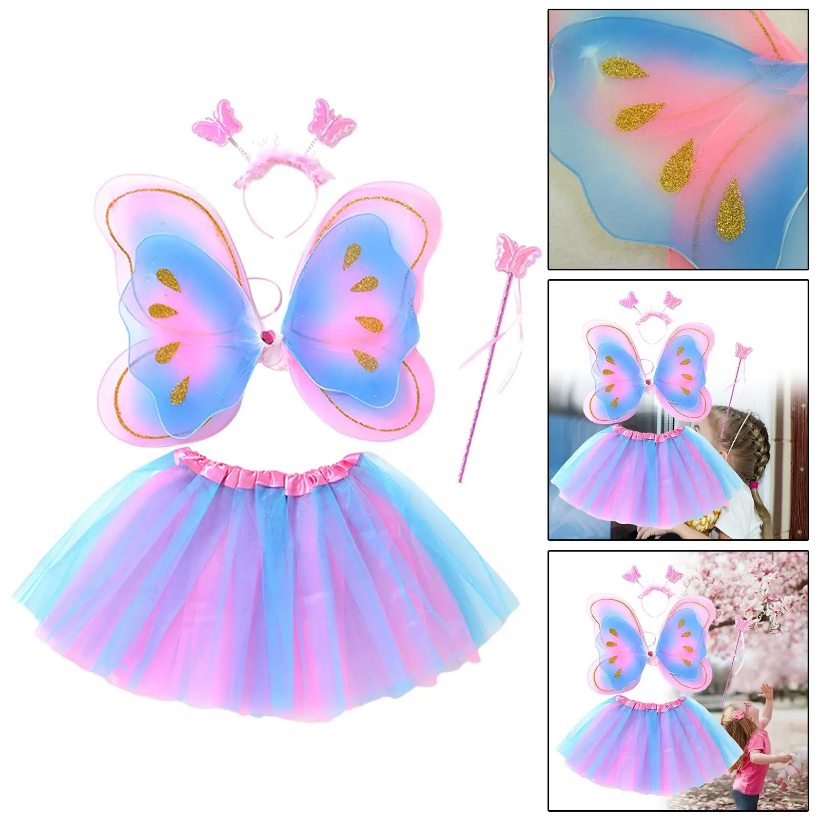 Fancy Girls Fairy Butterfly Costume Set Princess Clothing for Halloween Big Event Birthday Party Holiday Princess Cosplay