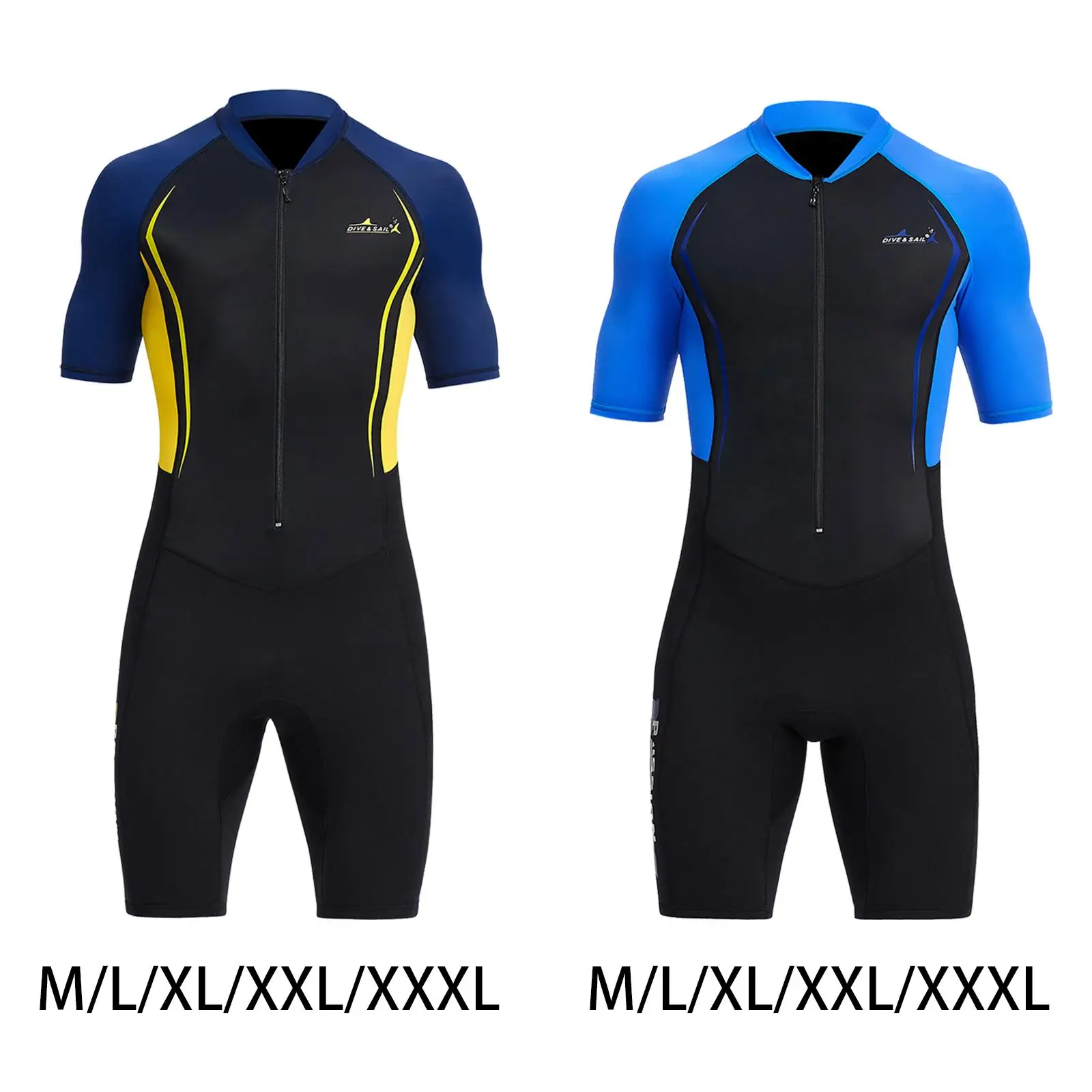 Mens Shorty Wetsuit One Piece Front Zip 1.5mm Sunproof Diving Suit for Swimming