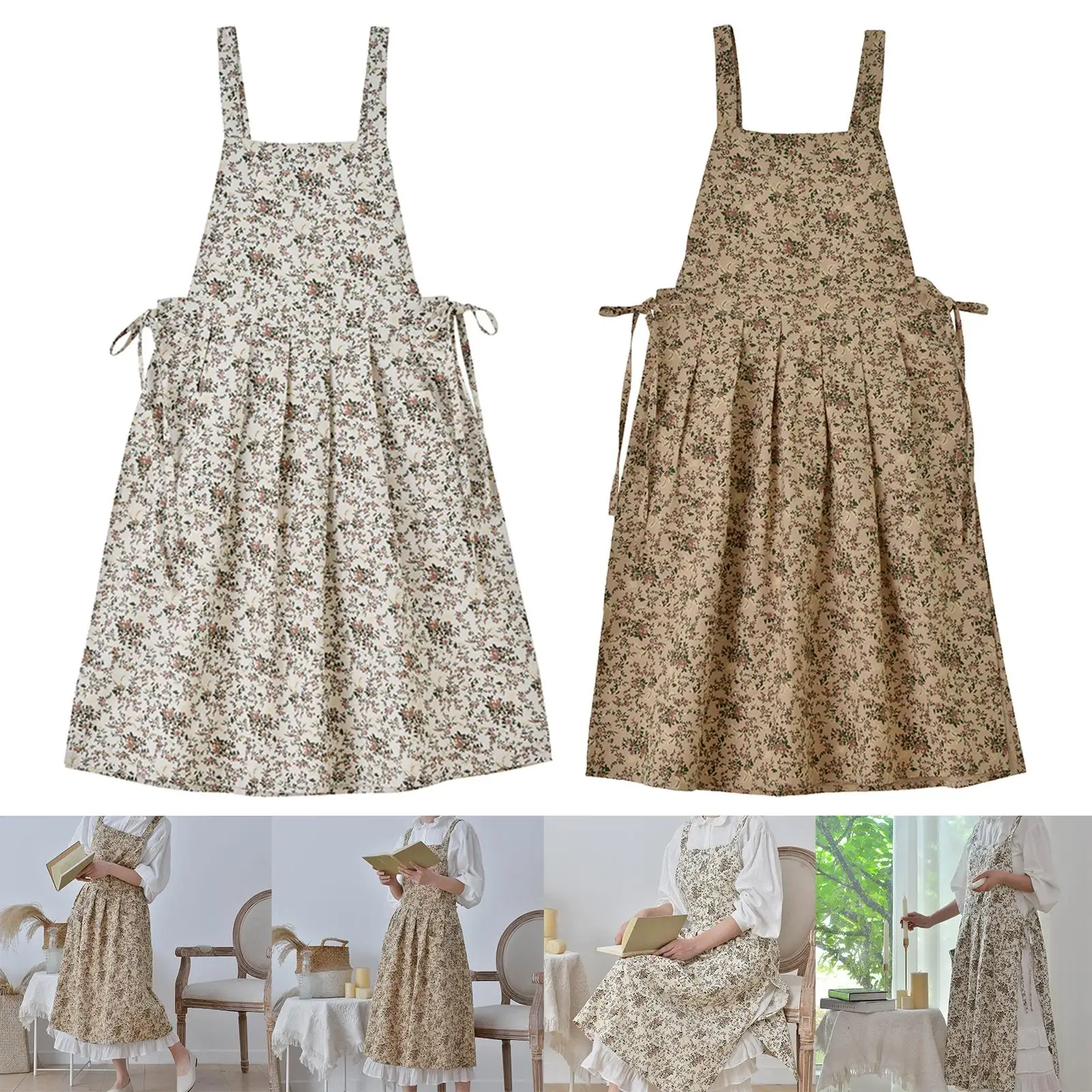 Adjustable Kitchen Apron Barista Apron Pinafore Dress Waterproof Cooking Gardening Painting for Kitchen Hotel Farmhouse Woman