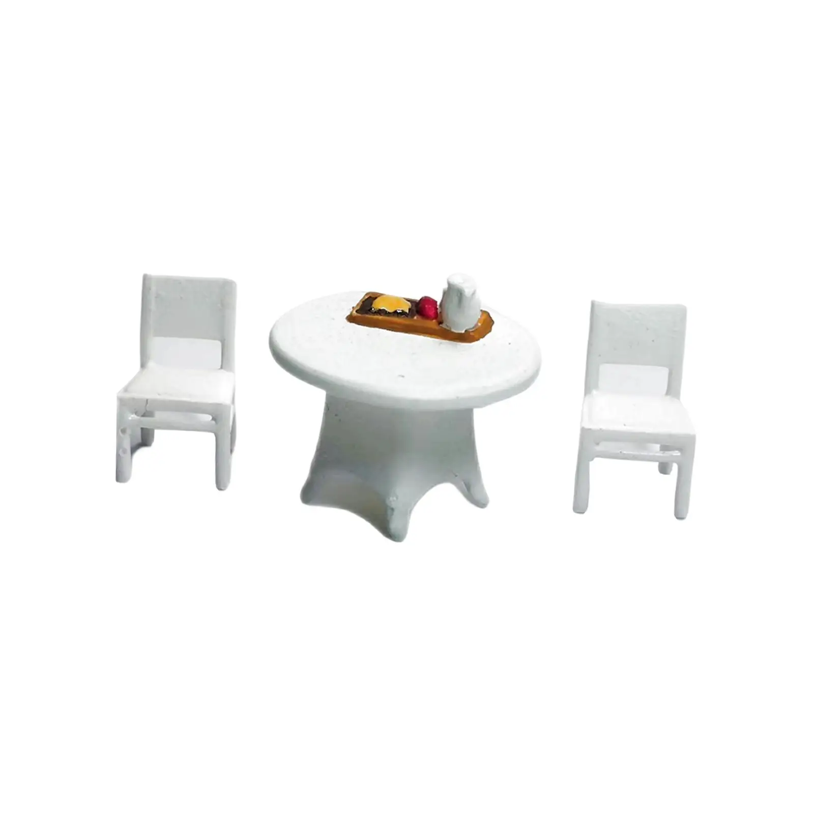 3 Pieces 1/64 Desk Chair Set Desktop Ornament Sand Table Layout Decoration Trains Architectural Miniature Resin Crafts Decor
