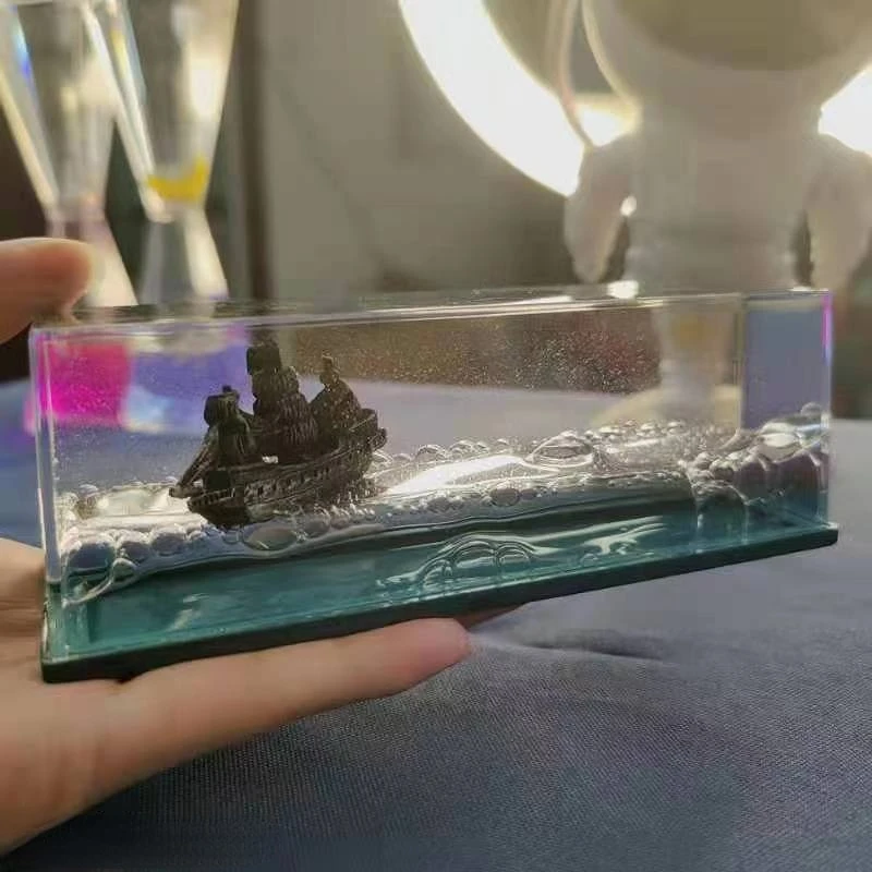 Ghost Ship Black Pearl Cruise Ship Fluid Liquid Drift Bottle Living Room Decoration Gift Floating Boat Home Toy