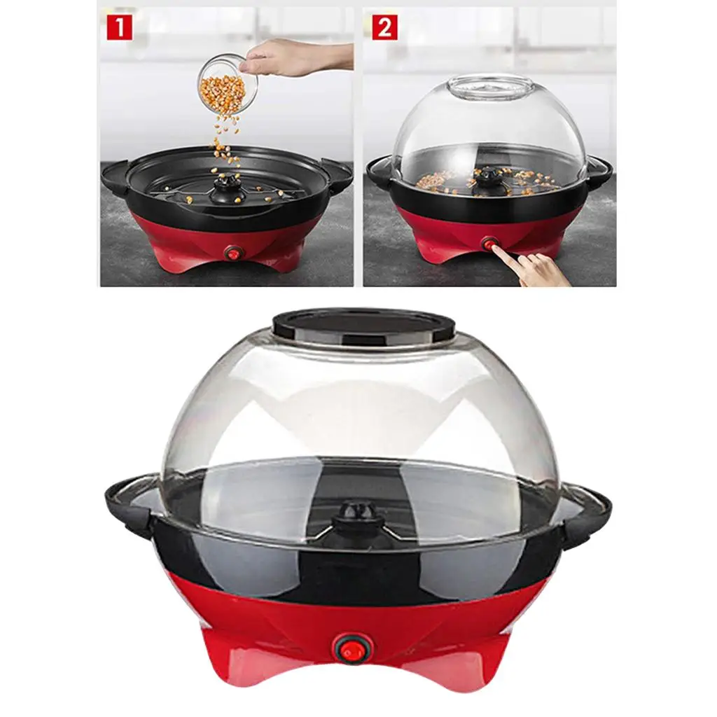 Hot Air Popcorn Maker Non Stick 3.6L Capacity Oil-Free 850W Electric Stirring Popcorn Machine for Household Party Family