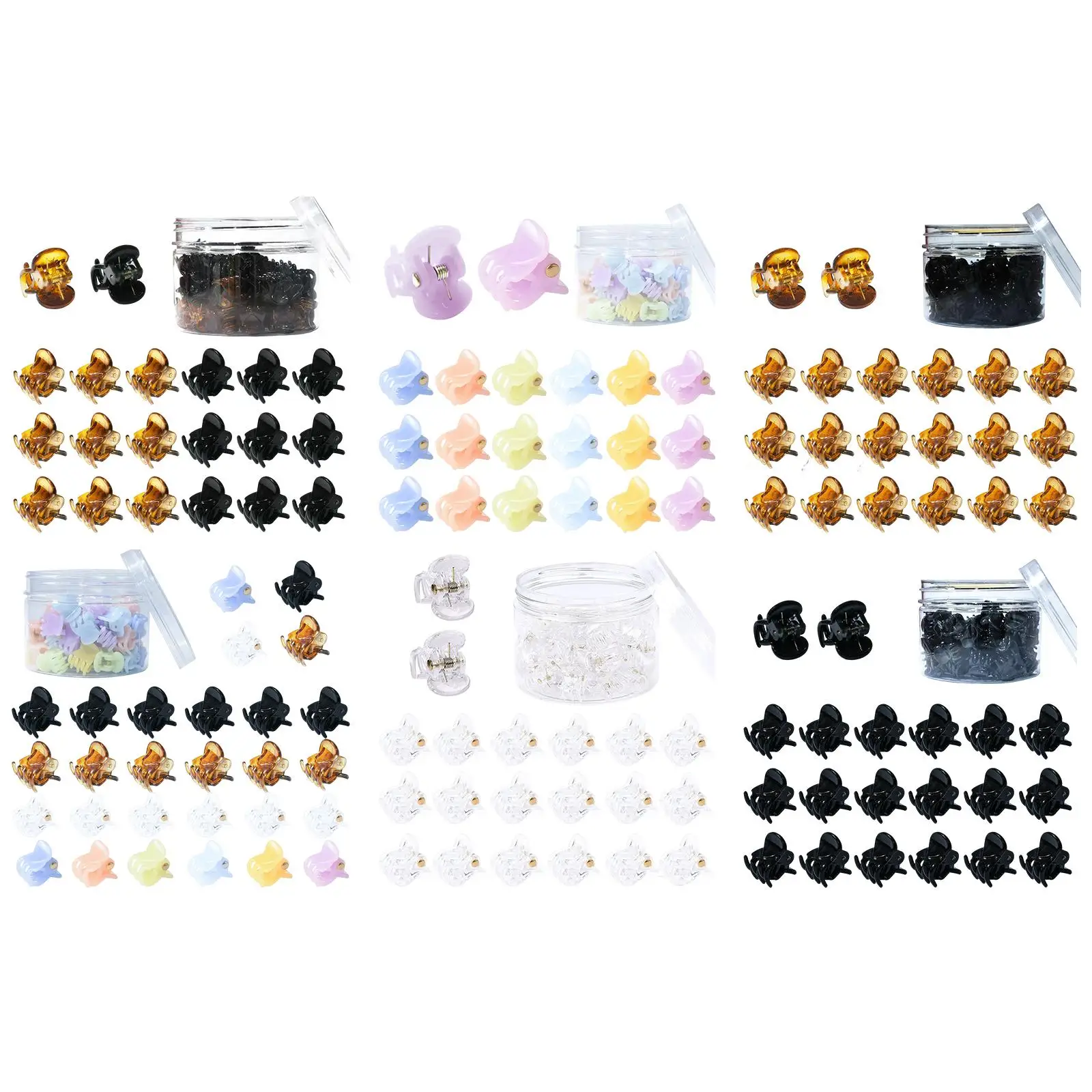 48 Pieces Mini Hair Clips with Transparent Box Multifunction Nonslip Hairclips Hairdressing Accessory Clamps School Party