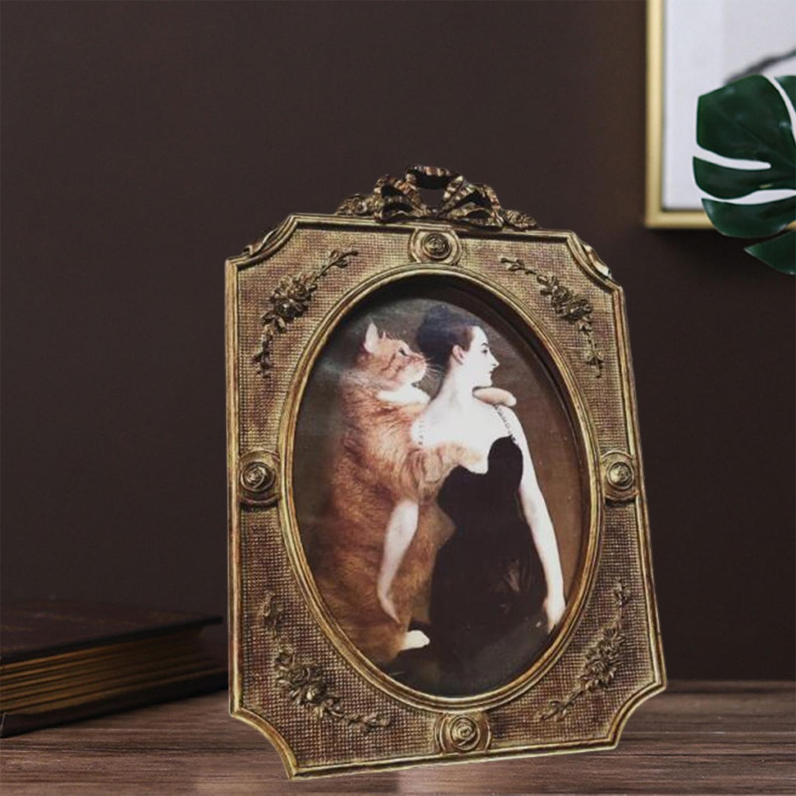 Carved Resin Photo Display Frame Home Decoration Wall Hanging Freestanding Ornament Elegant Picture Display Holder for Hallway