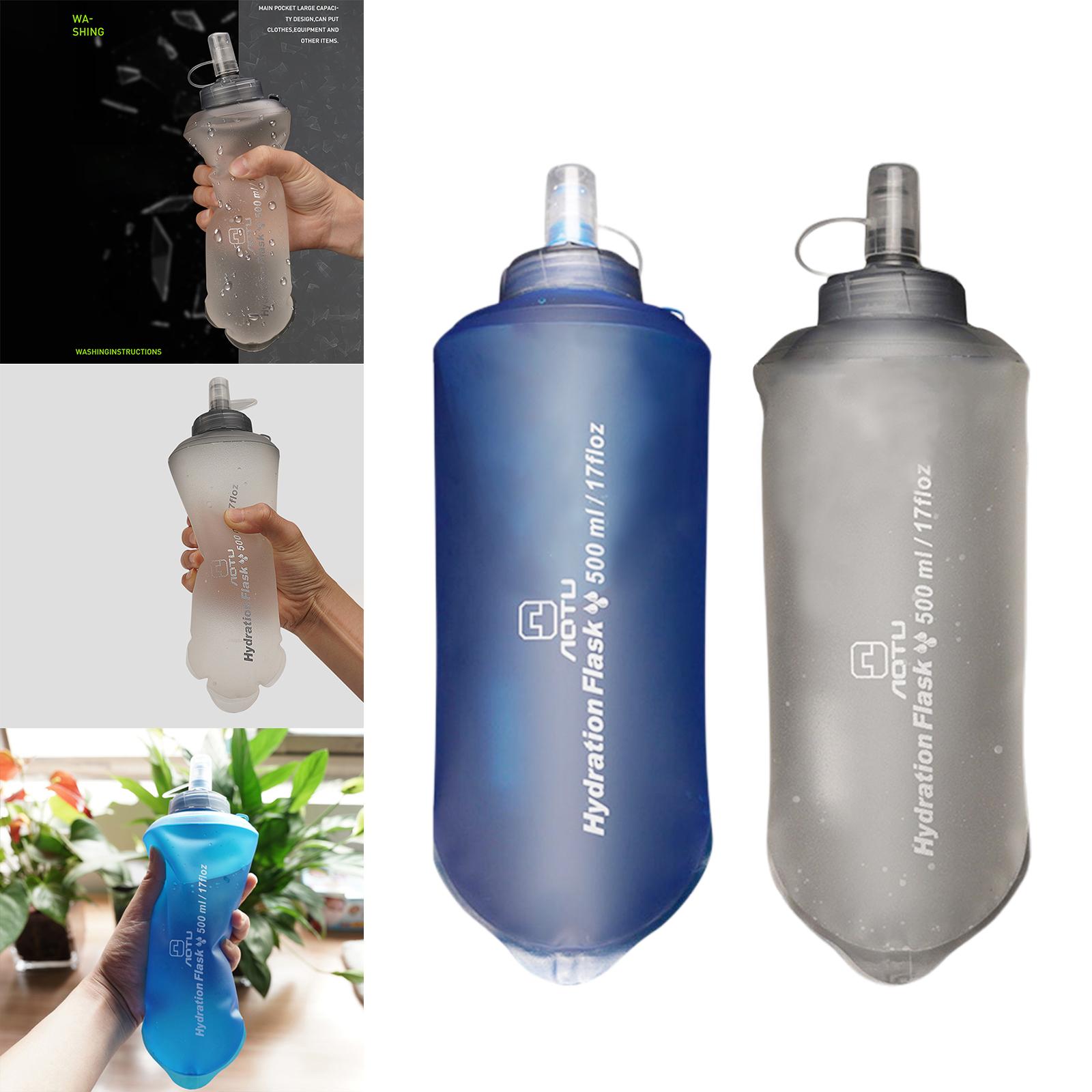 500ml Collapsible Water Bottle Soft Water Bag Reusable Portable Foldable Cups for Camping Gym Travel Cycling Mountaineering