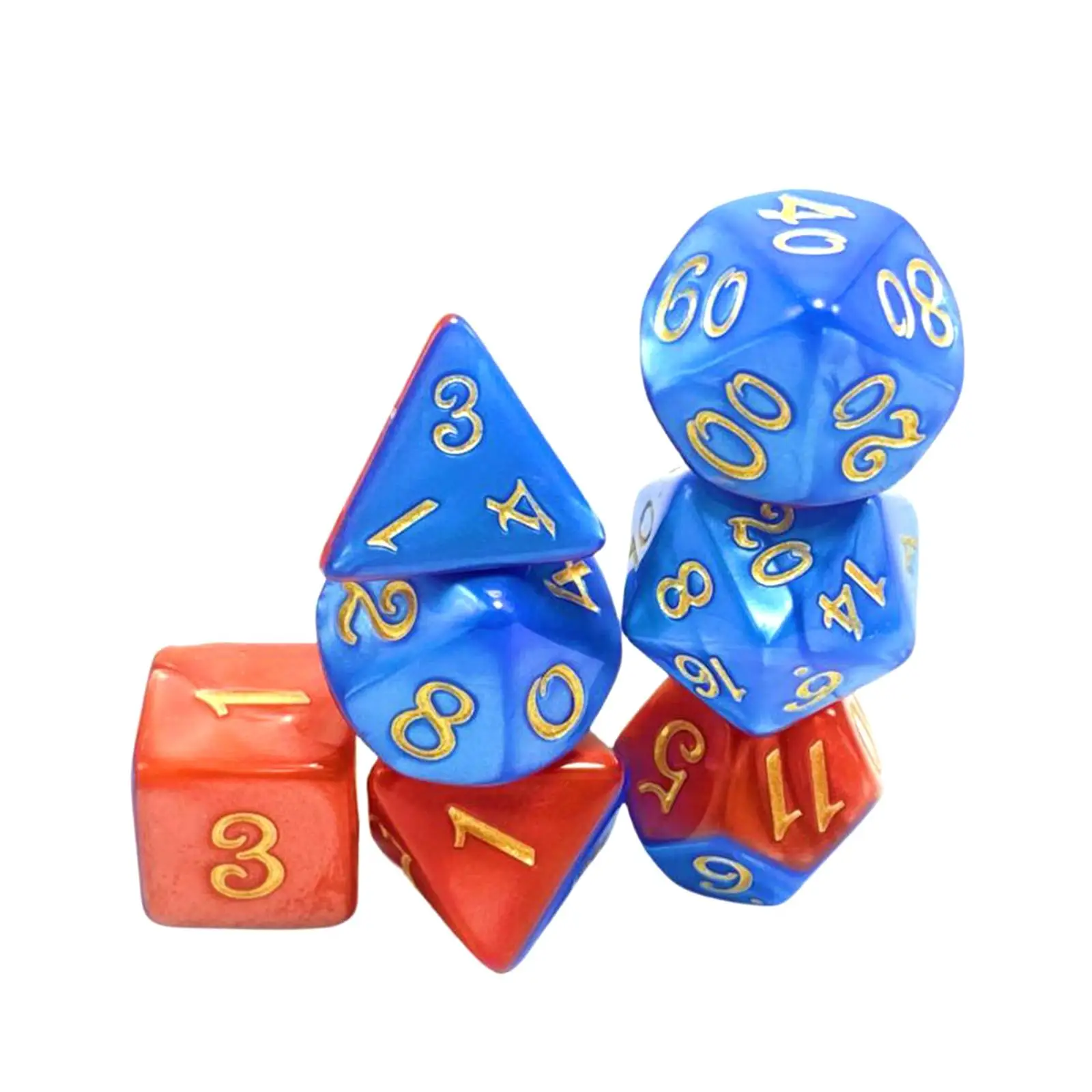 7 Pieces Polyhedral Dice Vivid Colors D4 and D6 D8 D10 D12 D20 for Party Favors Entertainment Toys Board Game Role Playing Gift
