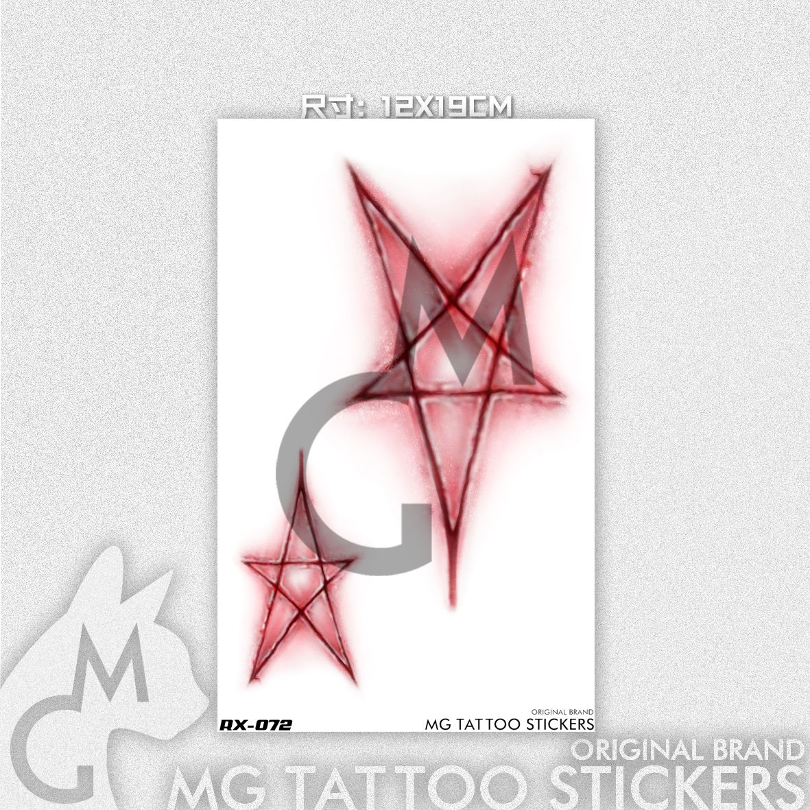 Rote Narbe Tattoo Aufkleber für Frau Mann Brust Punk Kunst temporäre Tattoos wasserdichte Pentagramm gefälschte Tattoo dauerhafte Tattoo Aufkleber – Detail 1