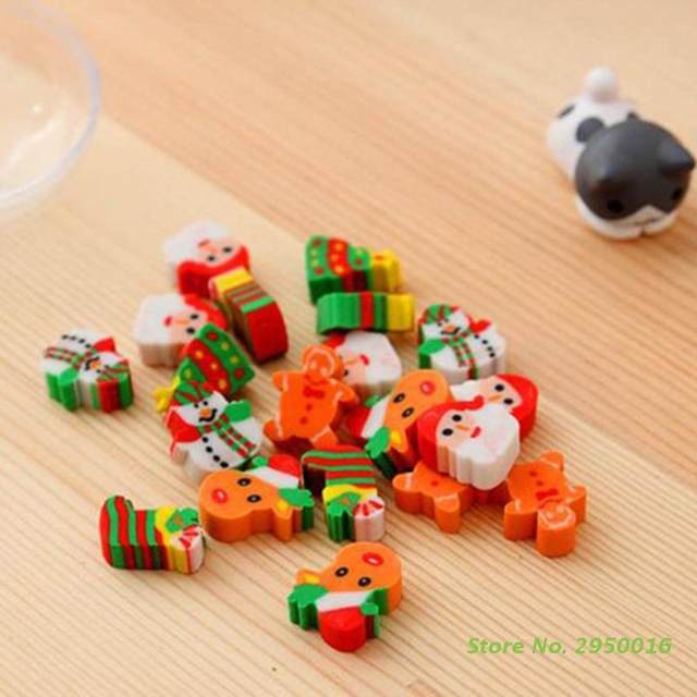 12PCS Christmas Erasers Santa Claus Christmas Tree Holiday Erasers