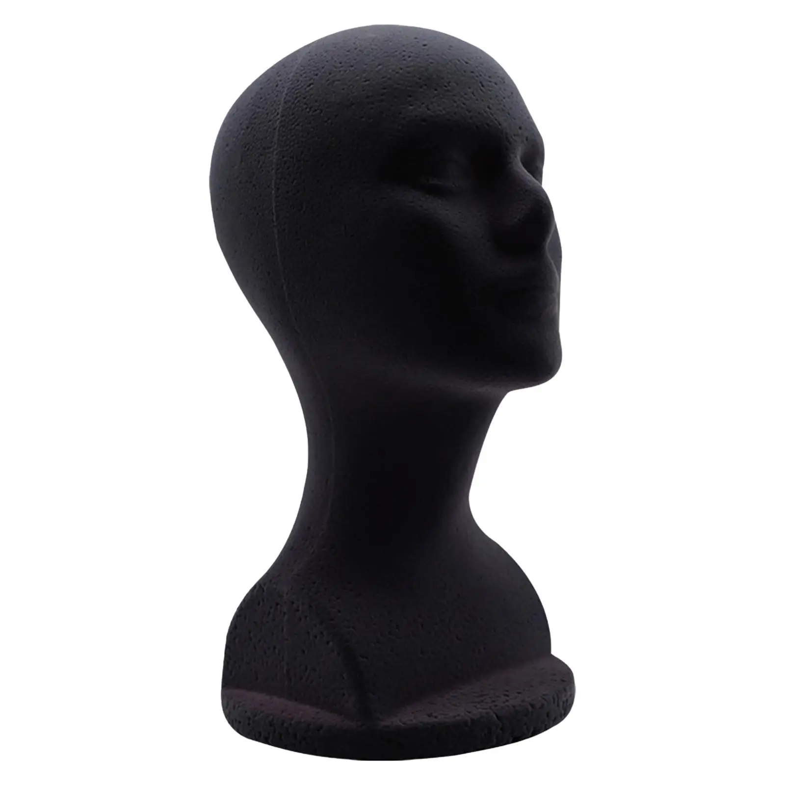 Man Mannequin Head Model Hat Display Stand Black Smooth Surface