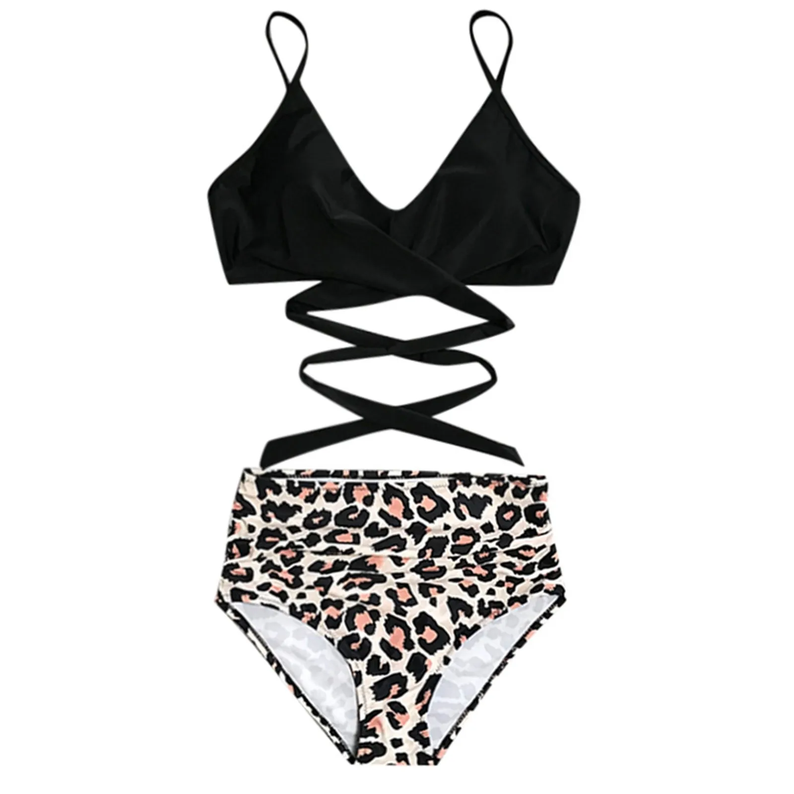 S28974d3ace004361b92cfdd945b1a28fd Women Sexy Leopard Print Bikini Set Push Up Bathing Swimwear High Waist Swimsuit