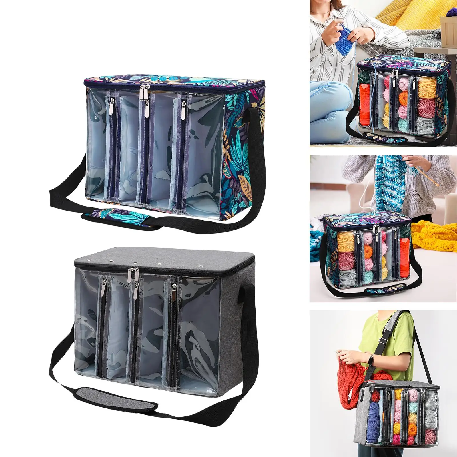 Knitting Bag Portable Waterproof Yarn Storage Organizer Large Crochet Bag Tote Backpack for Crochet Accessories