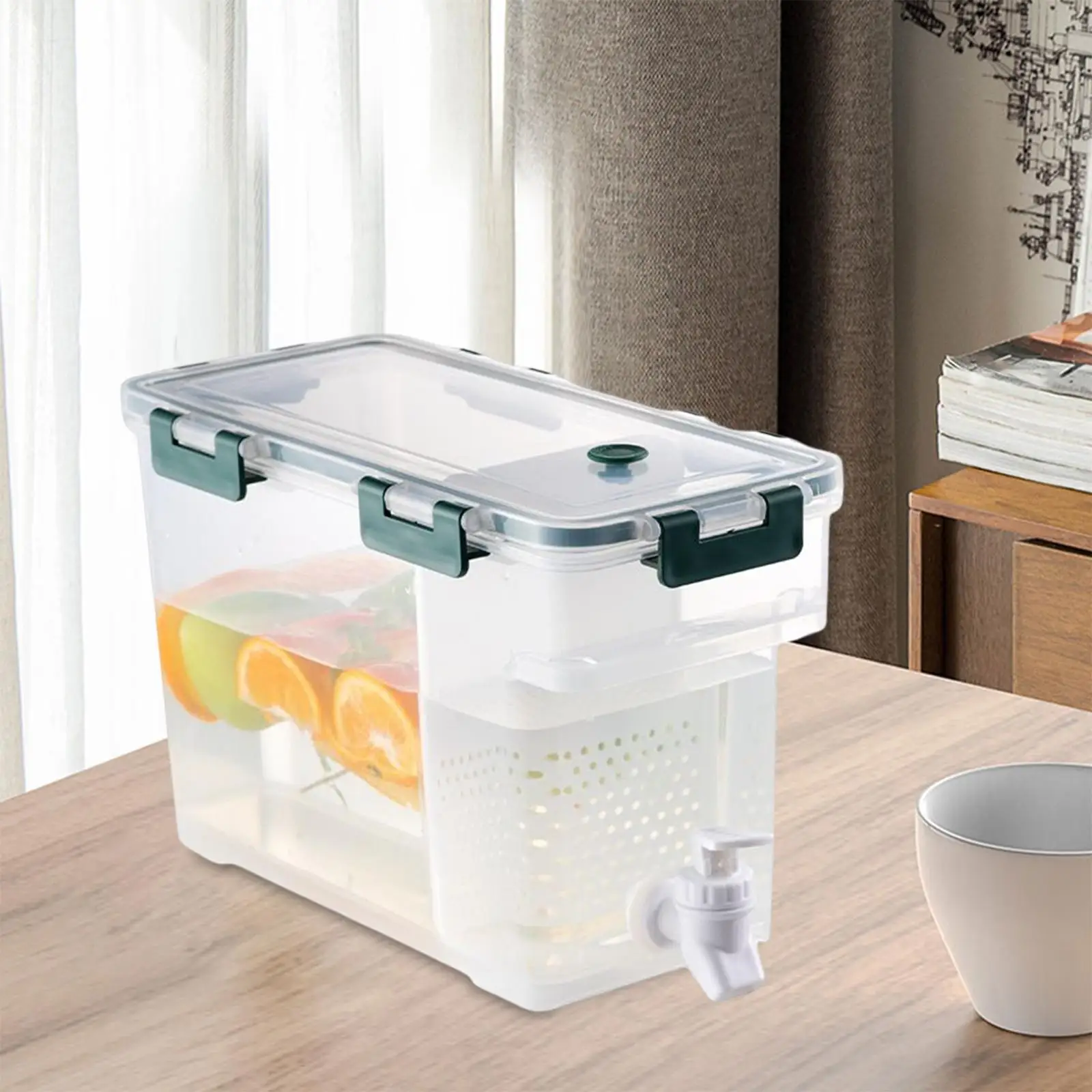 Iced Beverage Dispenser 3.5L Plastic Drink Dispenser with Spigot Refrigerator Bottle Drinking Water Kettle Beverage Container