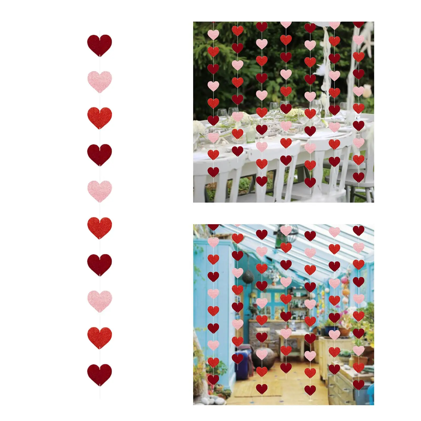 Felt Heart Banner Door Garland Hanging Decorations for Valentine`s Day Anniversary Engagement Birthday Party Christmas
