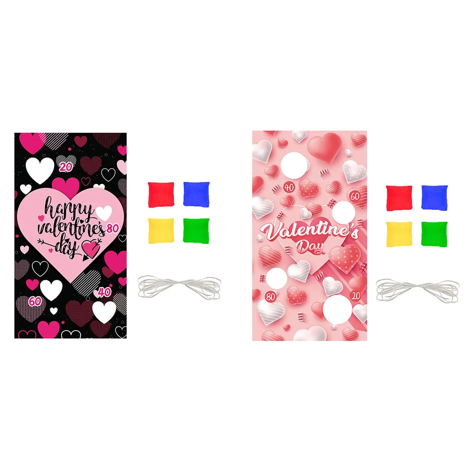 Toss Game Valentines Day Banner Outdoor and Indoor Picnics with 4 Bean Bags