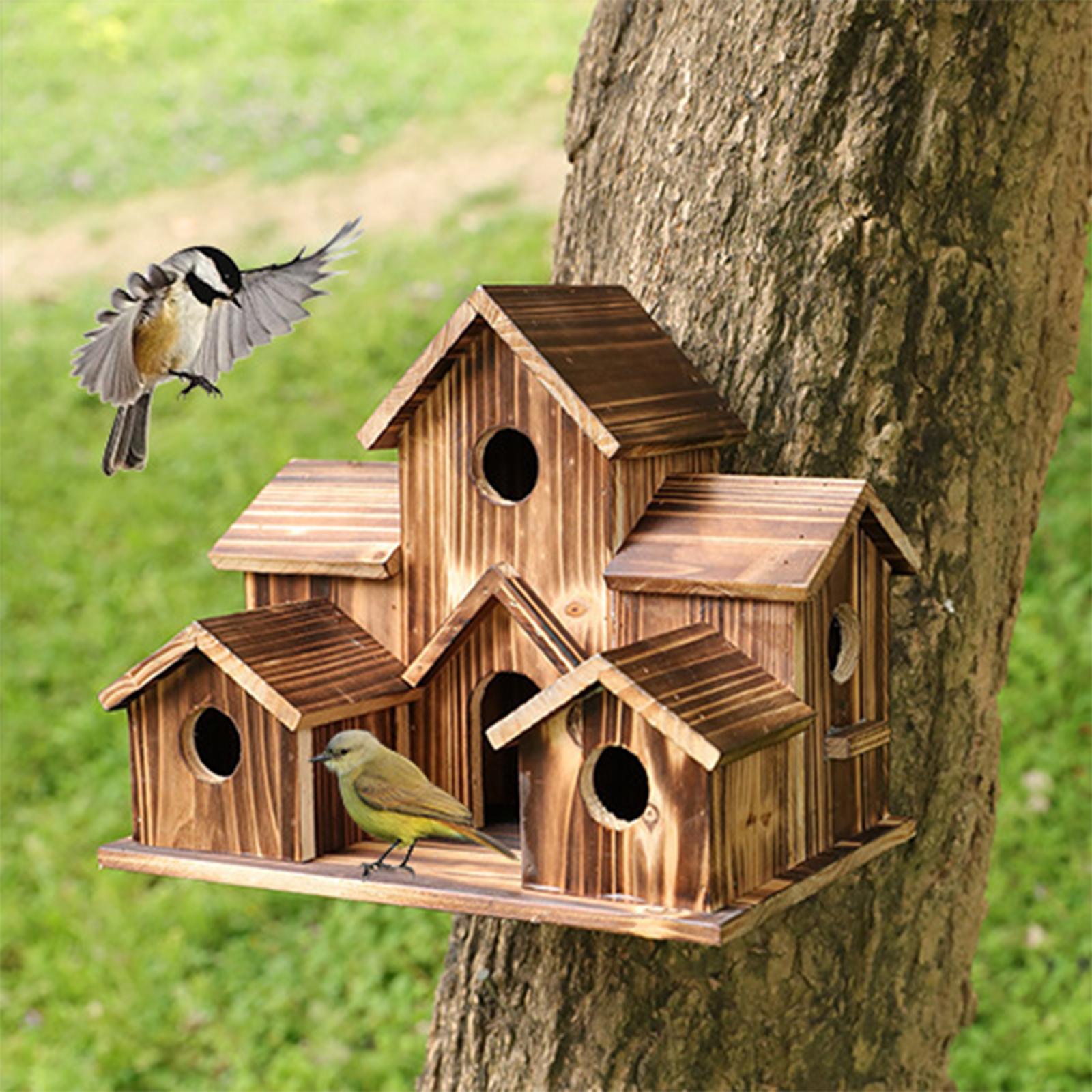 Hanging Birdhouses Birds Hut Natural Decor Supplies 6 Hole bird Cage for Courtyard Outside Lawn Decor