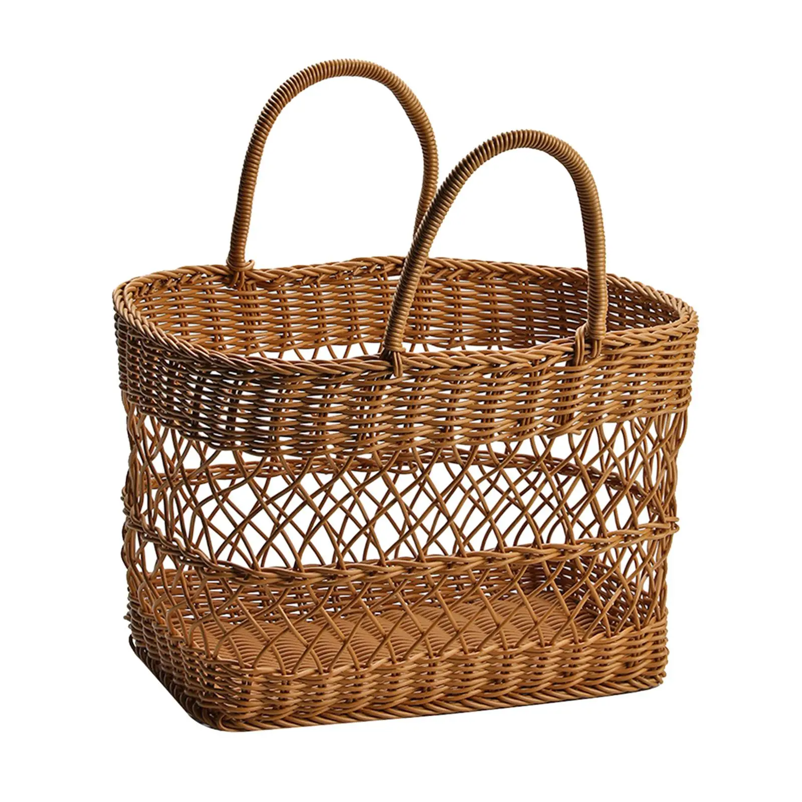 Handwoven Basket with Handles Shopping Basket Lightweight Decor Portable for Home Garden Wooden Flower Basket Handwoven Basket