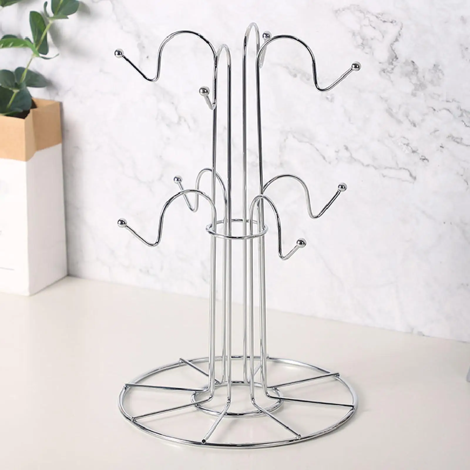 Cup Drying Rack with 8 Cup Hooks Drainer Tree Metal Stylish Stand for Home Countertop