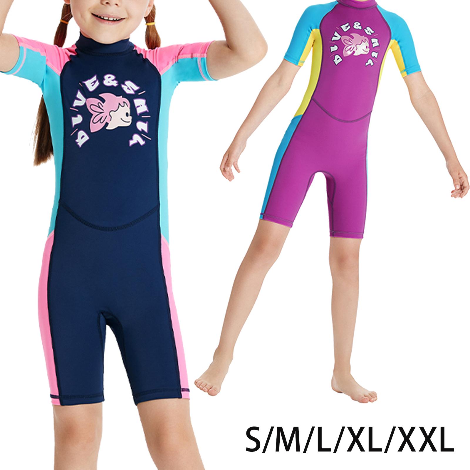 Kids Diving Swimsuits Bathing Suit Waterproof Short Sleeve Swimming Costume