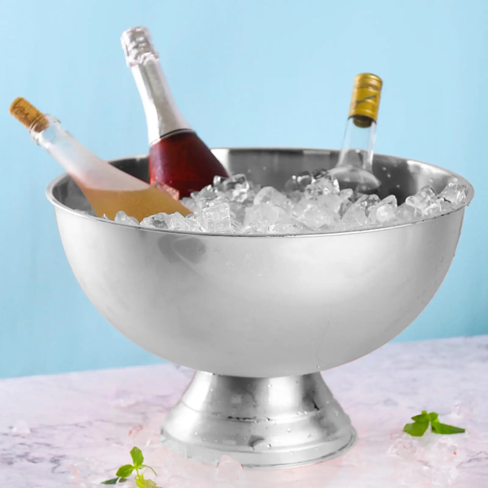 Stainless Steel Champagne Bowl Large Capacity Champagne Storage Bucket Ice Bucket for Outdoor Activities Bars Parties Home BBQ