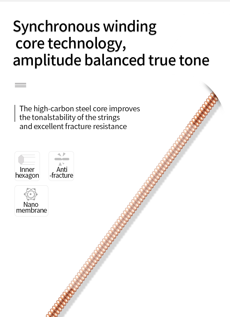 Description Picture 4 of itemOrphee Acoustic Guitar Strings Nickel Plated High Carbon Steel Hexagonal Core Guitarra Strings Guitar Parts & Accessories