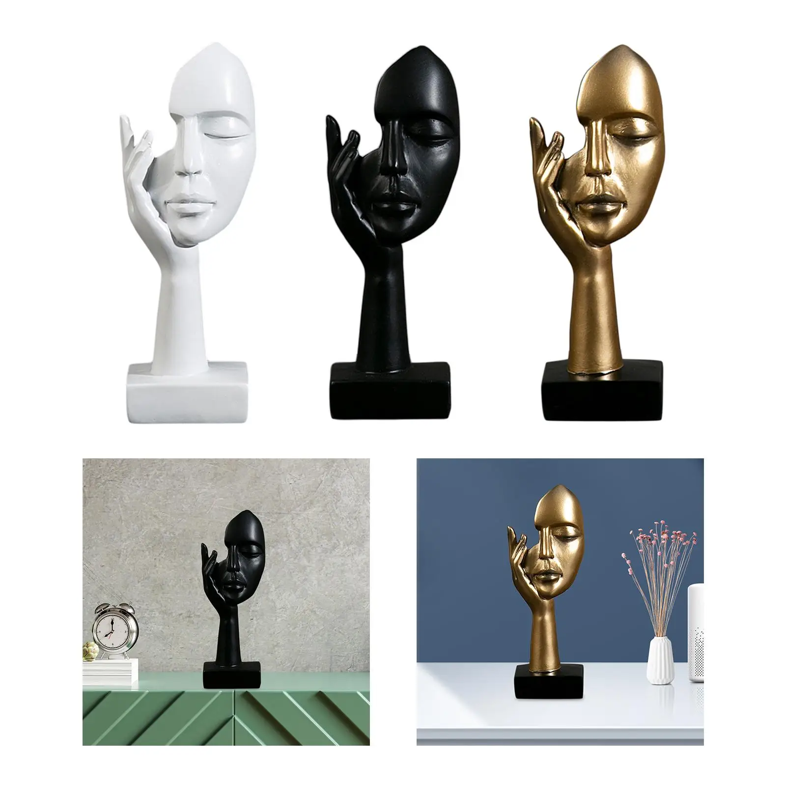 Modern Simple Creative Women Face Art Statue Resin Abstract Figure Handicraft for Studio Office Bedroom Living Room Decoration