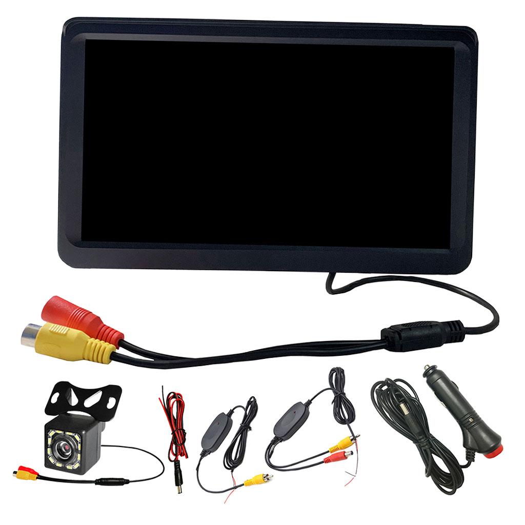 7 inch Backup Car Color LCD Monitor 2.4G Wireless Receiver Trainsmitter 12 LED Camera 170° Viewing Angle SUV HD Lens 1024x600