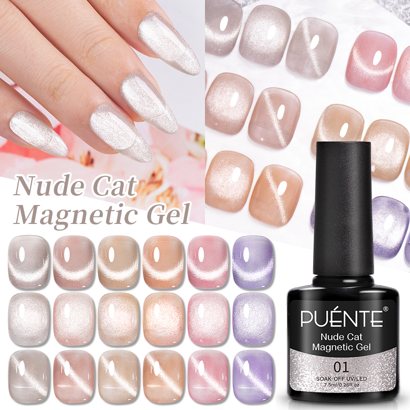 Best of PUENTE Nude Cat Magnetic Gel Nail Polish 7.5ML Jelly Color Glitter Cat Eye Gel Soak Off UV Gel Semi Permanent Nail Art Varnish Reviews & Tips