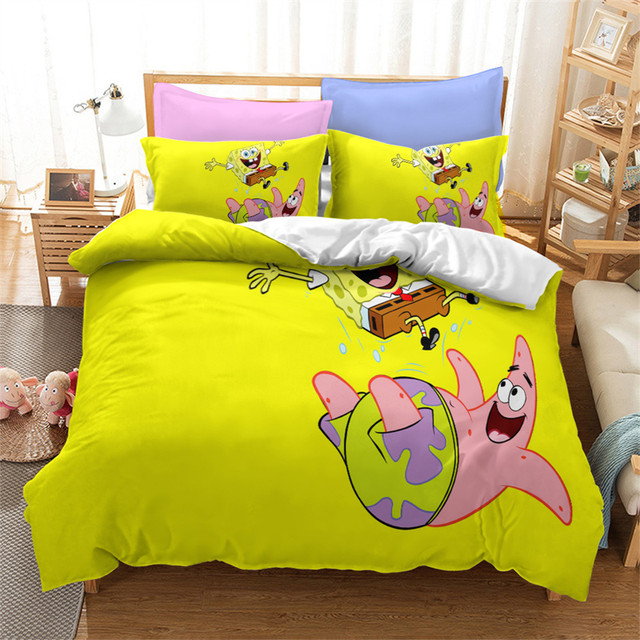 Linen Bedding Sets Bedclothes  Spongebob Bedding Queen Size - New 3d Bedding  Sets - Aliexpress