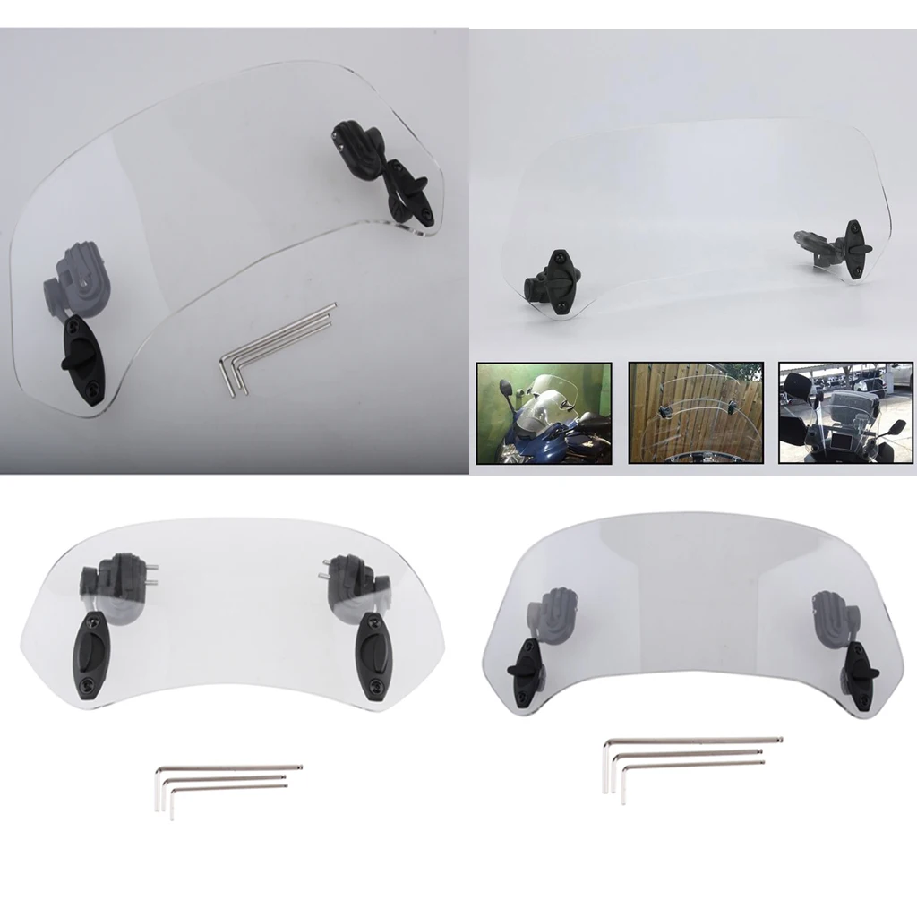 2Pcs Motorcycle Windshield Extension Spoiler Replacement Universal For 