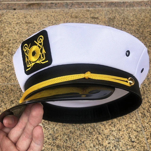 Stylish Yacht Boat Captain Marine Admiral Embroidered Sailor Costume Navy  Hat for Men Women Party Cosplay