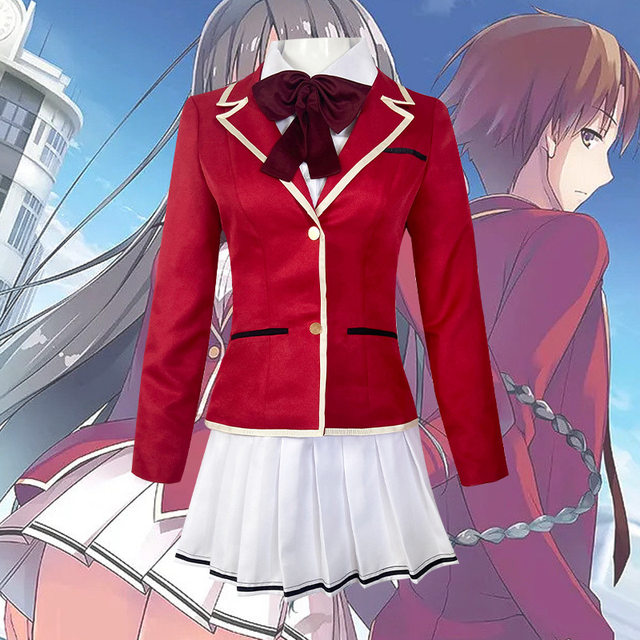 Anime Classroom of The Elite Ayanokouji Kiyotaka Cosplay Costume Short Wig  School Uniform Red Jacket Tie Pants Suit Men