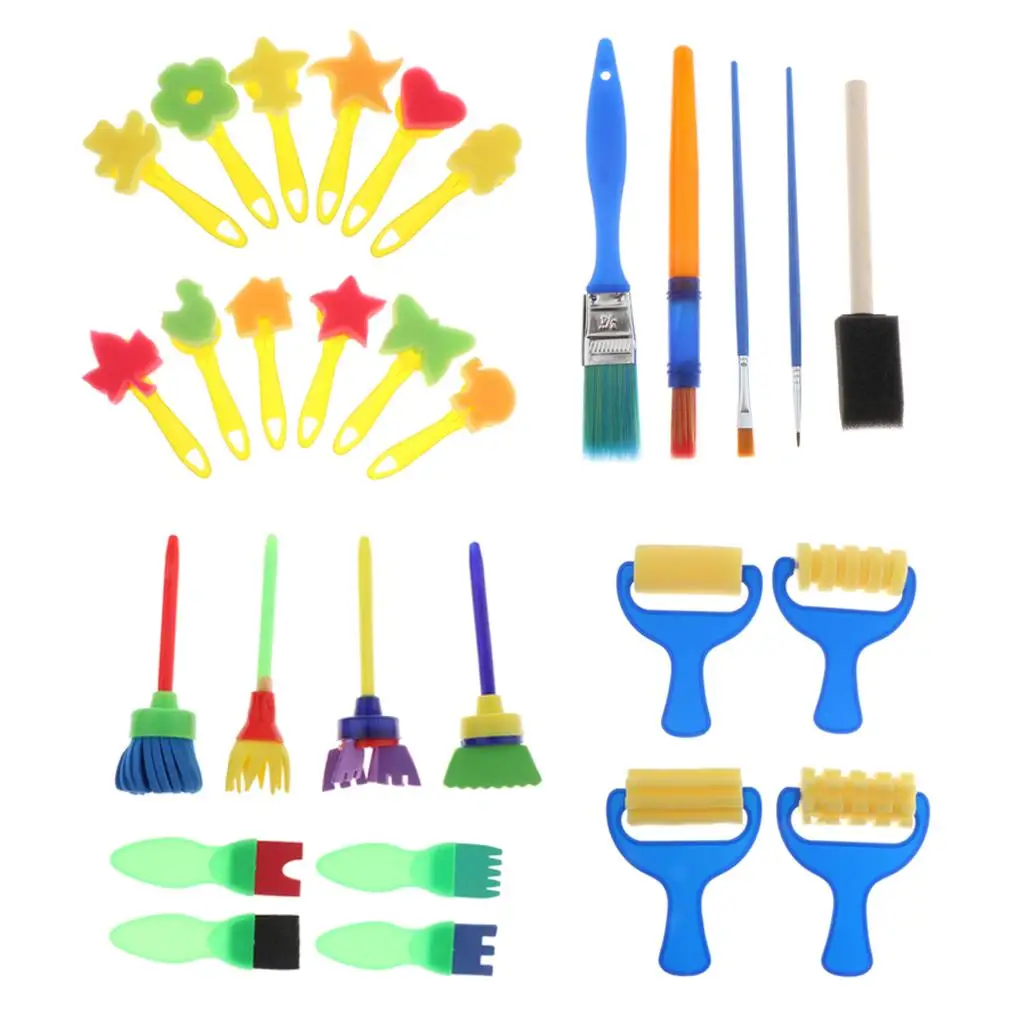 29/set  Paint Colorful Sponge Painting Brushes Set Children Toy