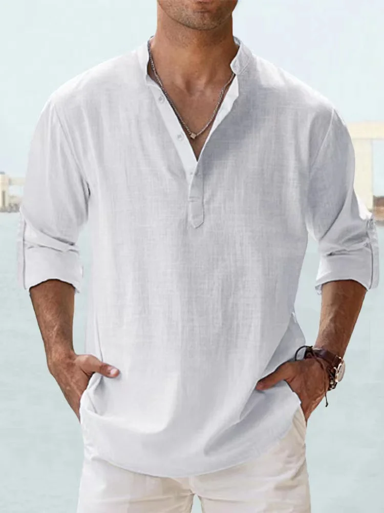 Men's Linen Long Sleeve Breathable Shirt 6