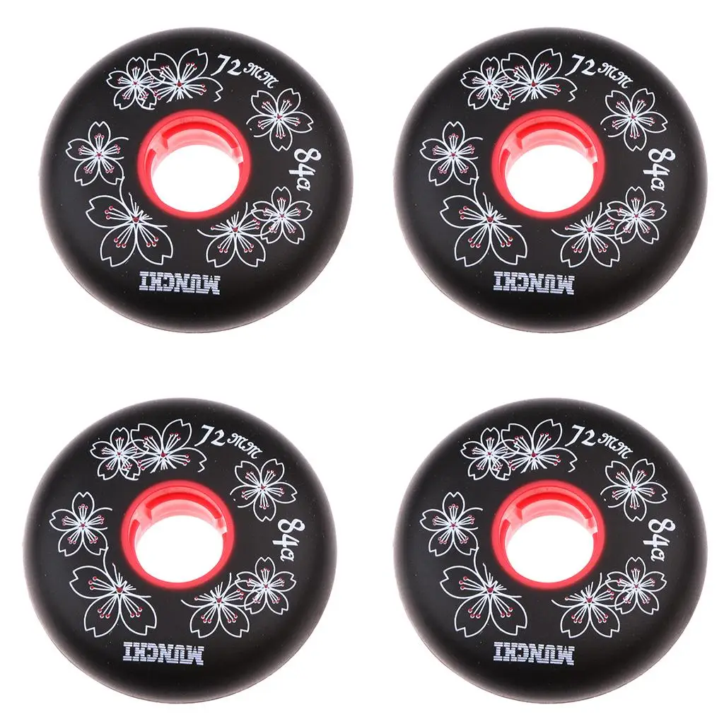 Durable 4 Pcs Inline Roller Hockey Fitness Skate Replacement Wheel 84A 72/7680mm for Kids Ice Hockey Skating Board Accessories