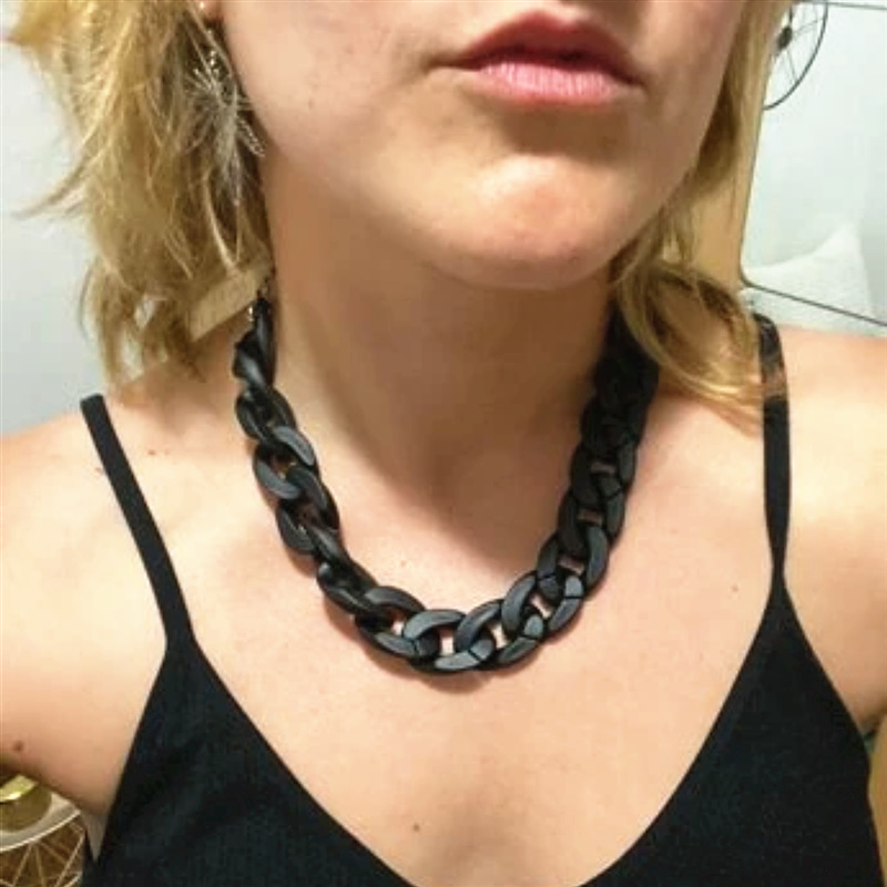 Einfache Halskette mattschwarze Kette Halskette übertreiben Hip Hop Punk kurze Accessoires für Frauen – Detail 2