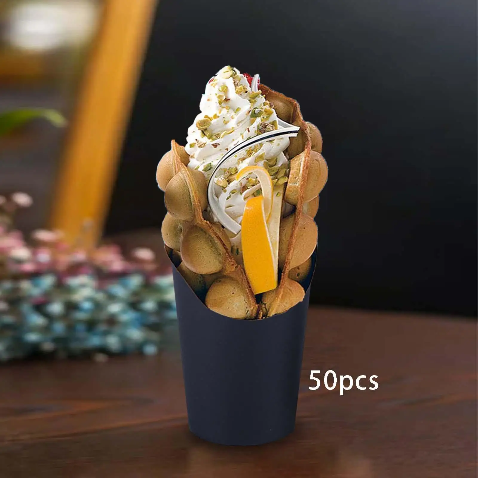 Egg Waffle Paper Cup Kraft Paper Cups Holder Slanted Chip Cups for Wedding