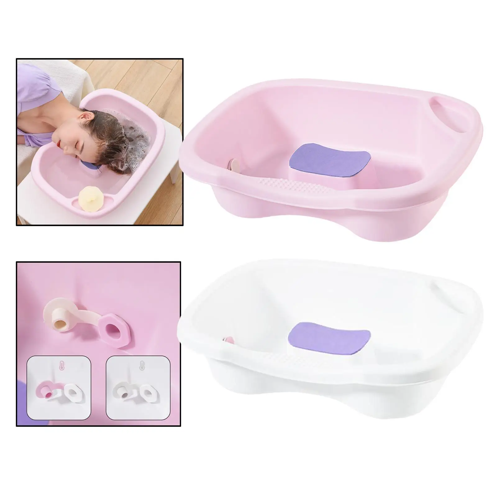 Bedside Shampoo Basins with Tube Hair Washing Sink Neck Rest Mobile Shower for Hair Washing Barber Shop SPA Pregnant Patient