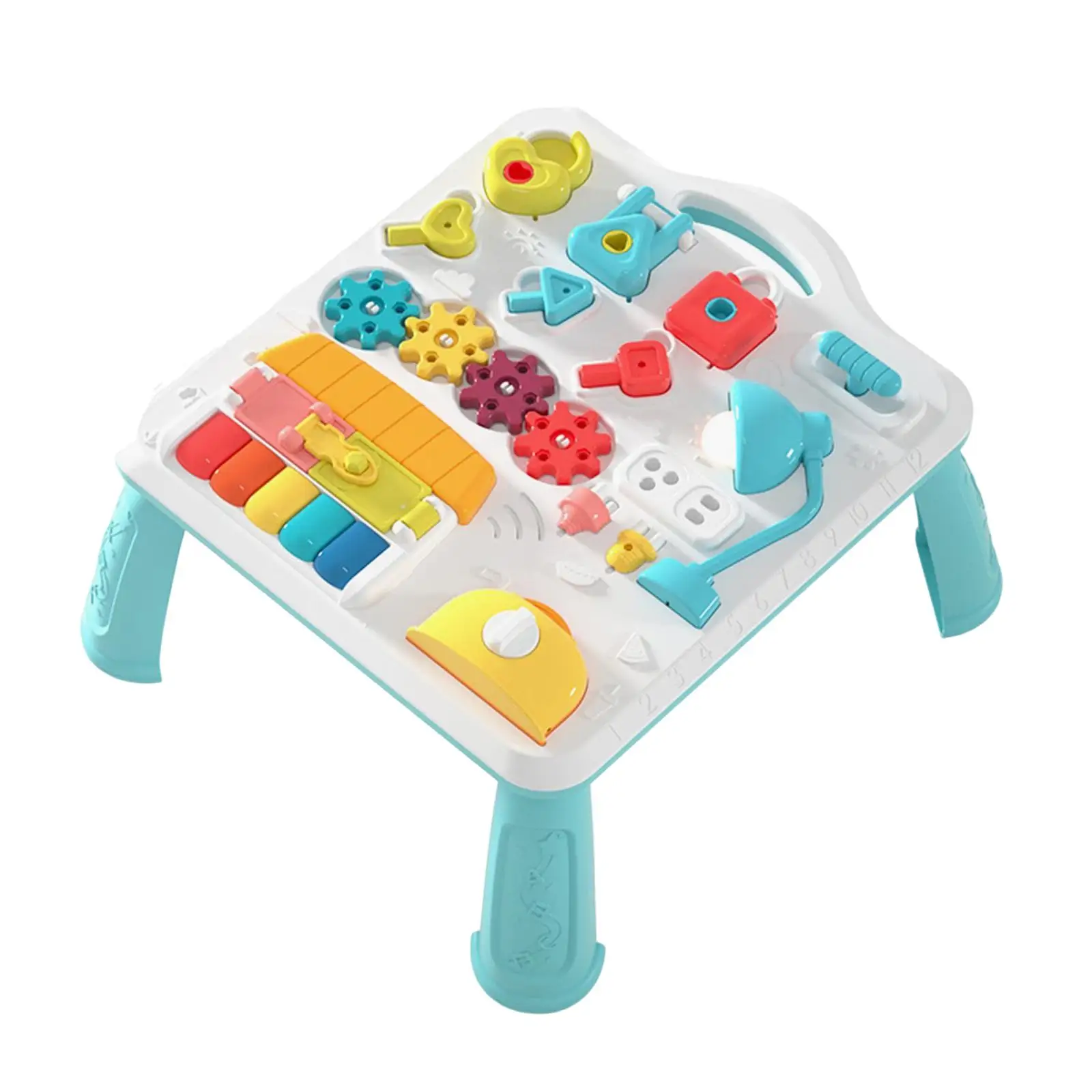 Multifunctional Activity Table Educational Toy with Leg Support Colorful Teaching Aids Detachable Busy Table for Gift Child Boys