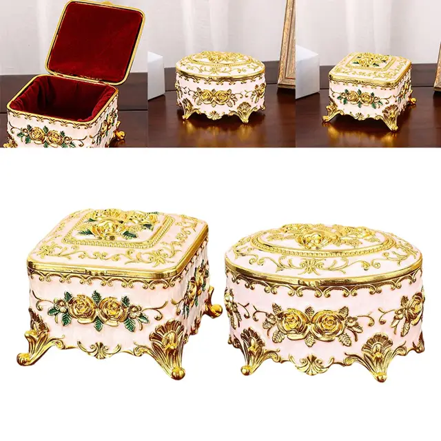 Hipiwe Vintage Jewelry Box, Small Enameled Trinket Box Organizer  Rectangular Treasure Chest Box Jewelry Decorative box Keepsake Gift Box  Case for