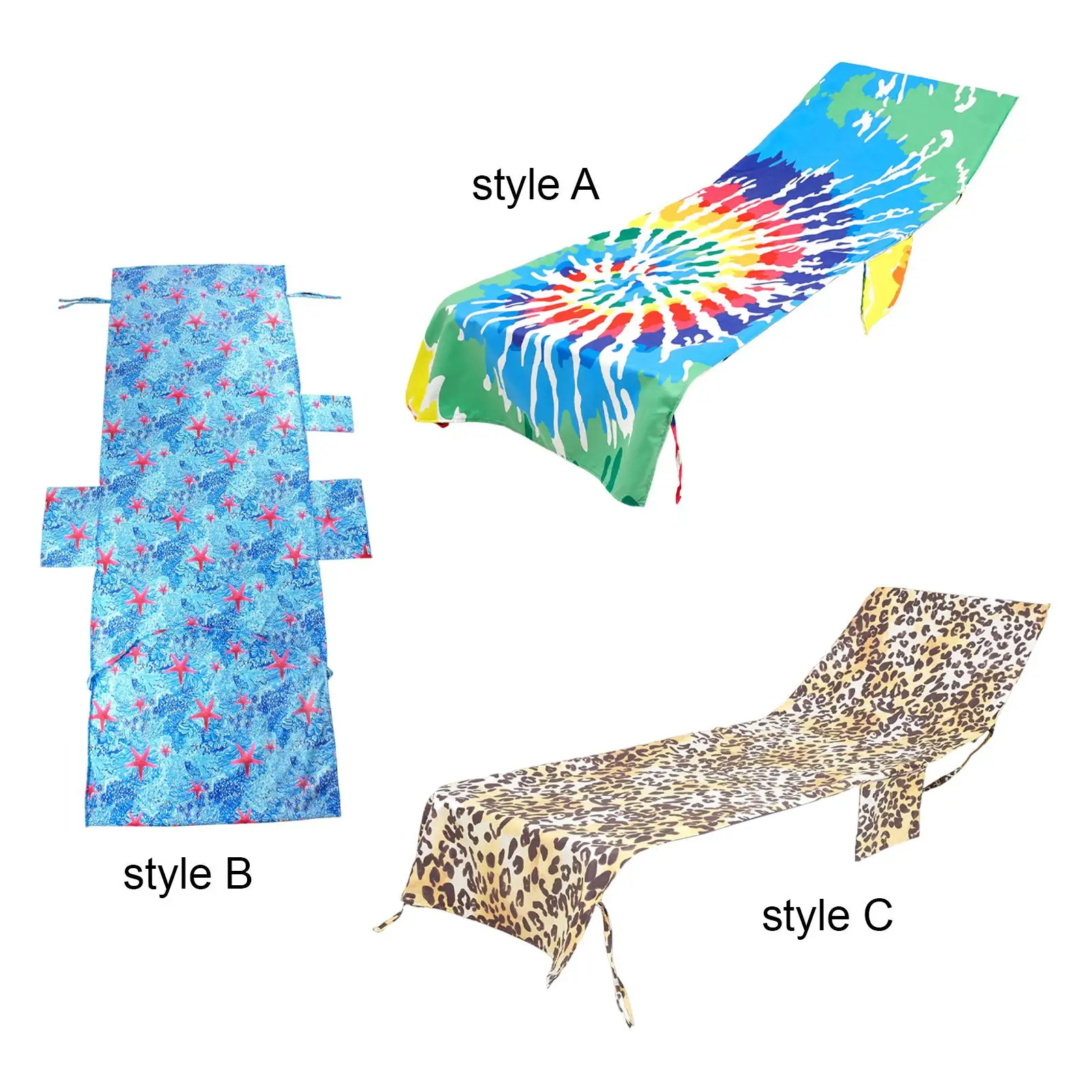 Lounge Chair Cover Protection with Side Pockets Sunbed Cover Soft Microfiber Towel Durable for Park Pool Sunbathing Garden
