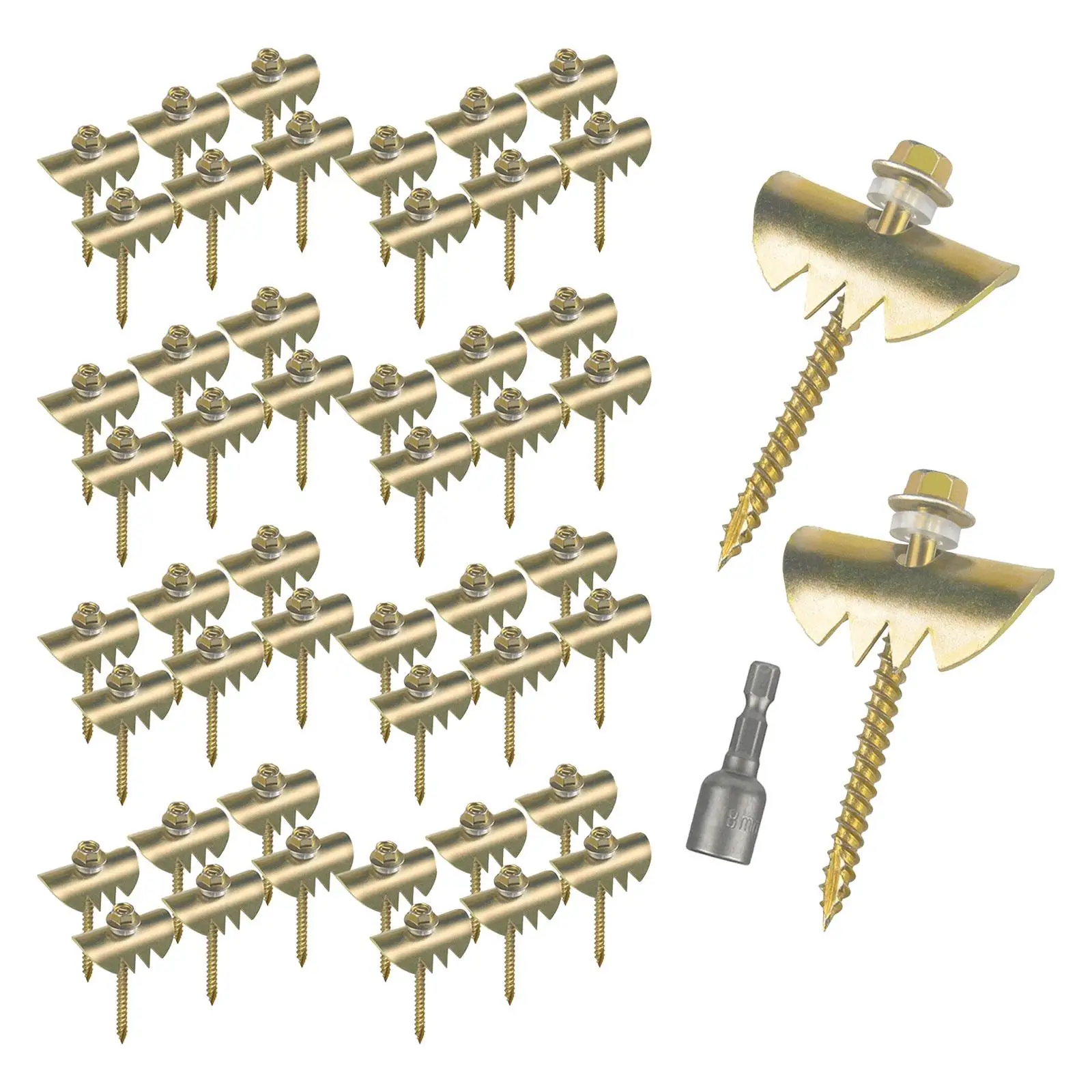 50x Wire Fence Fasteners Quickly Install Galvanized Metal with Screwdriver Strong for Softwoods for Woven Fencing Wire Mesh