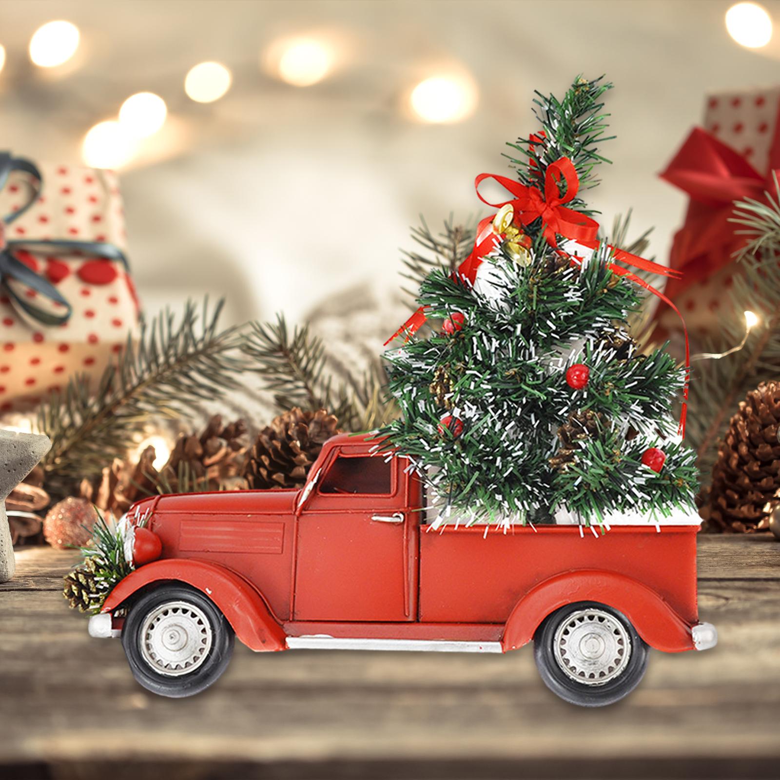 Metal Pickup Truck Car Model Metal Pickup Model Truck Christmas Decoration for Farmhouse Table Party Living Room Ornaments