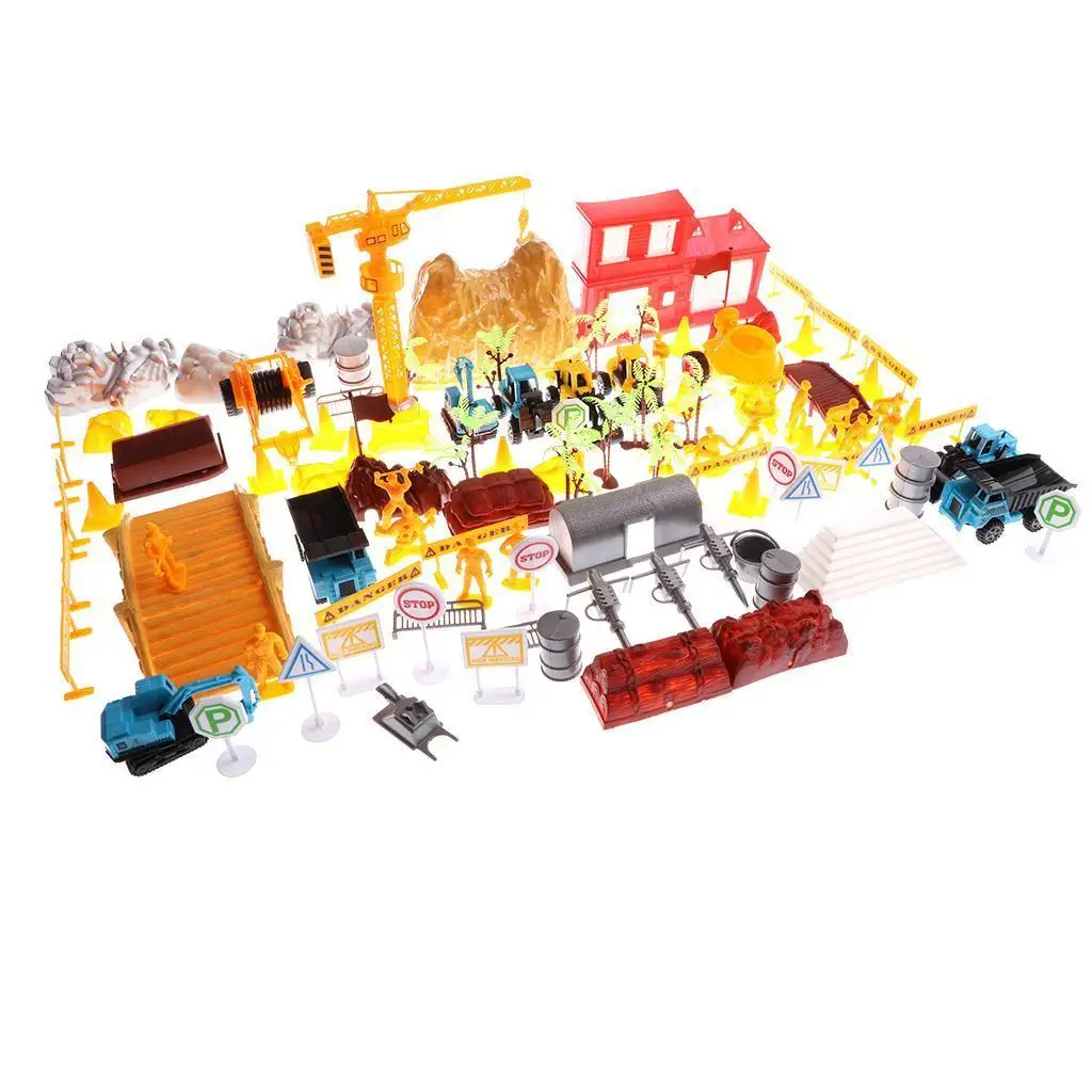 200pcs/set Engineering Vehicles DIY Scene Model Kits Kids Toy Gifts
