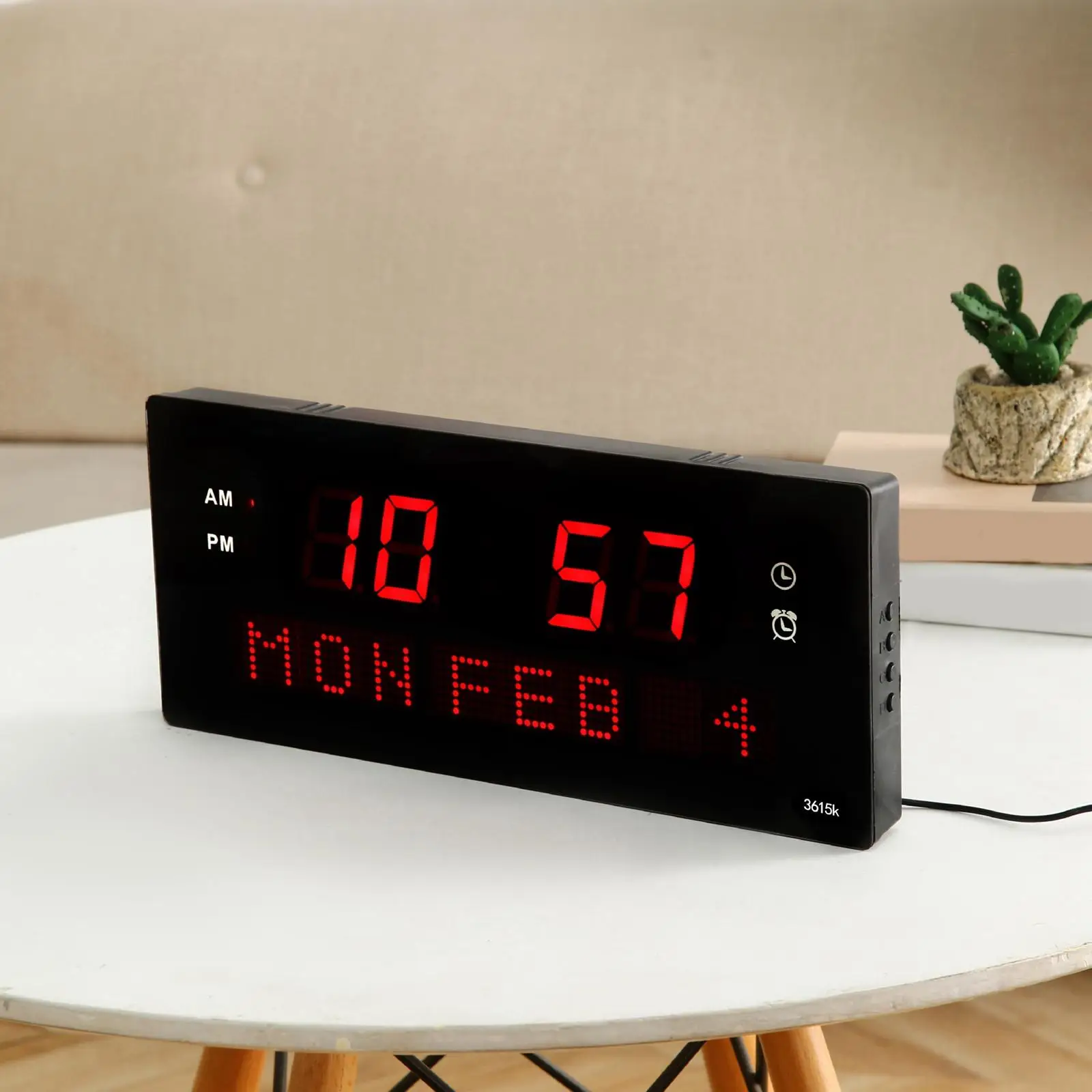 Wall Clock LED 12/24H Display Gadget Plastic Date Month Week Easy Viewing Home Accessories Alarm Clock for Hall Household Office