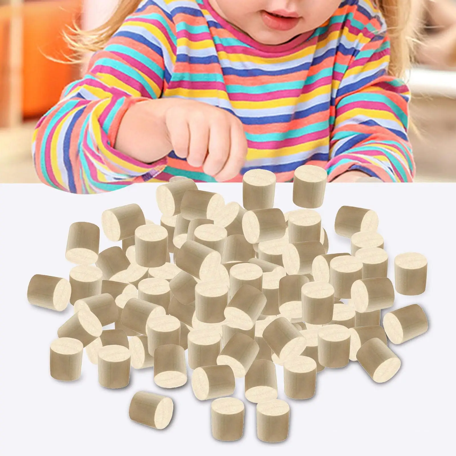 100Pcs Blocks Cylinder Blocks Educational Learning Toy Teaching Aids Material for Kids