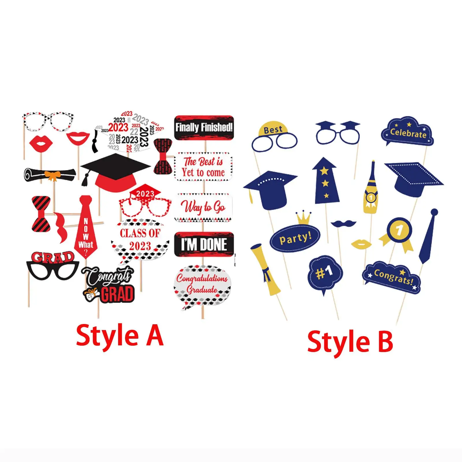 19x Graduation Photo Booth Props Graduation Party Selfie Funny Glitter Picture Cutout Props for Women Men Boys Girls College