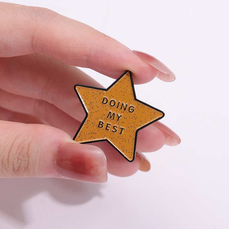 Emaille-Anstecknadel „Doing My Best Star“, Schmuck, Abzeichen, Brosche, fördert individuelles Geschenk, Accessoires, Rucksäcke, Großhandel, Geschenke für Freunde – Detail 3
