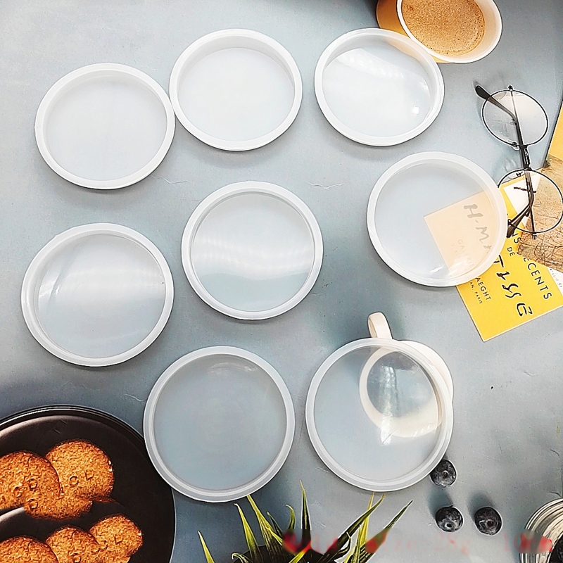 12Pcs Round Coaster Resin Molds DIY 9cm Disc Shape Wine Glass Cup Mat Placemat Silicone Mould Home Table Heat Insulation Pads