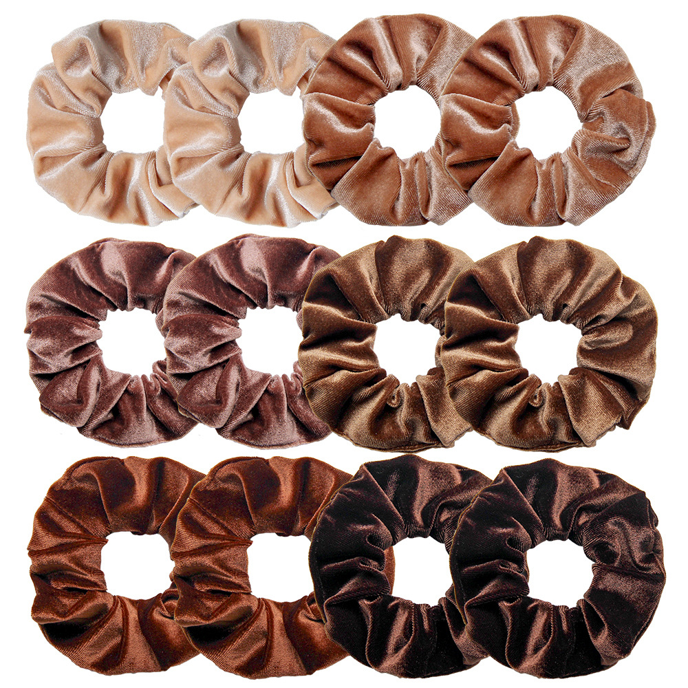 12 Stück Vintage Damen Rosa Samt Scrunchies Baby Mädchen Kopfbedeckung Weiß Schwarz Blau Grün Elastische Haarbänder Kinder Haarschmuck – Detail 20