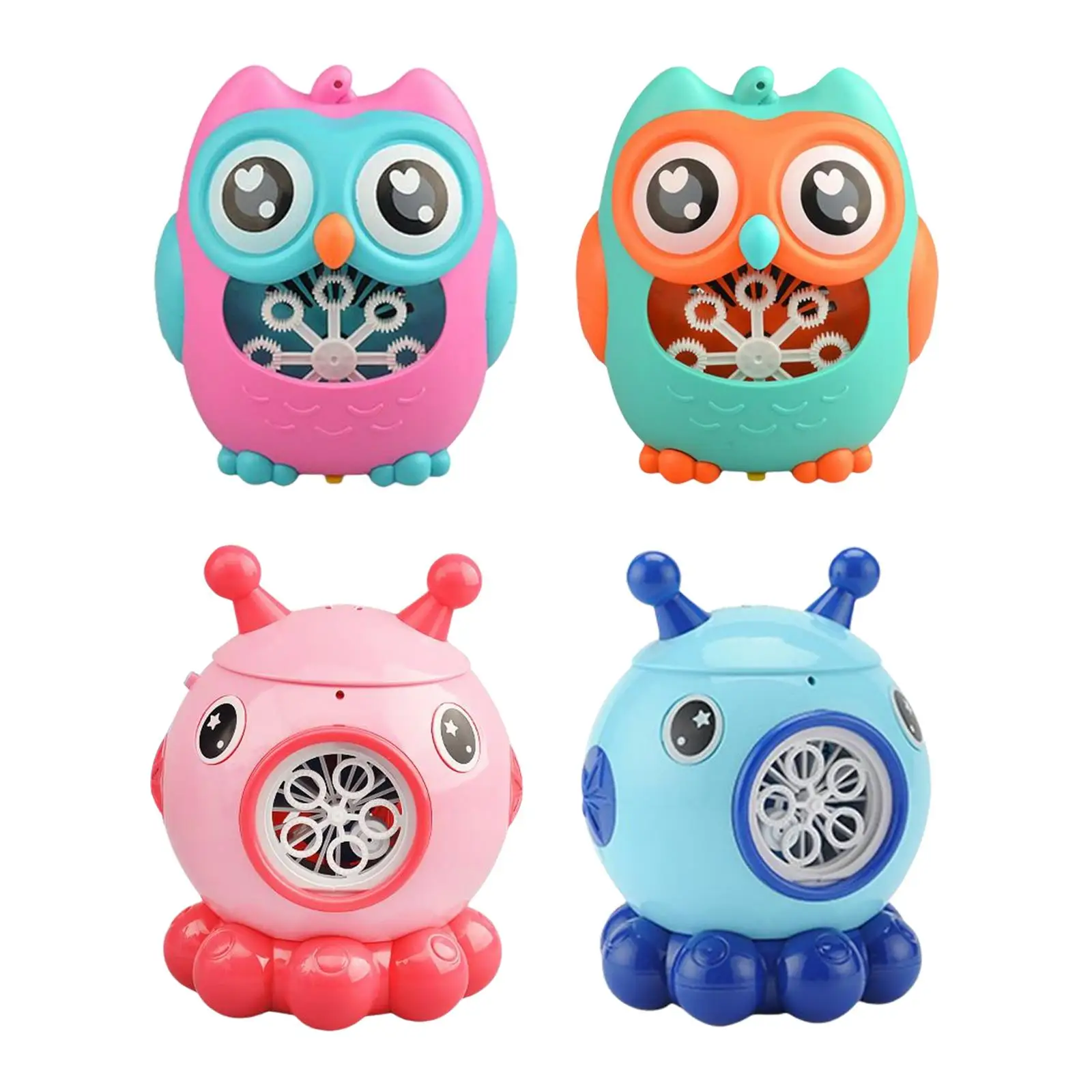 Bubble Blower Set, Electric W/ Music Lights Kid Gift Owl Octopus Options Bubble Gun for Outdoor